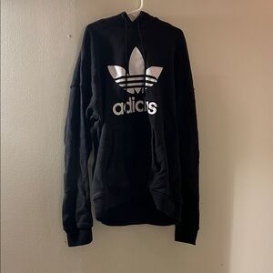 Adidas Men's Black and White Logo Hoodie